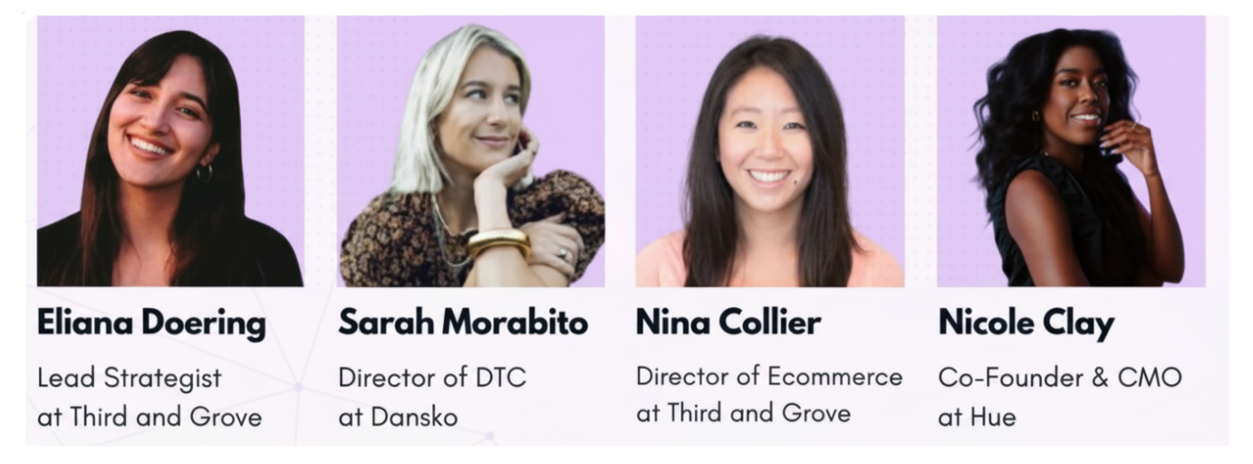 A collage of the four panelists: Eliana Doering, Sarah Morabito, Nina Collier, and Nicole Clay